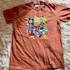 Comfort Colors Orange Short Sleeve Tee with  Disney Cartoon Graphic Halloween